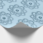 Pruisblauw op Bleke blauw-atom symbolen Cadeaupapier (Hoek)