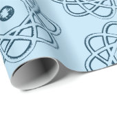 Pruisblauw op Bleke blauw-atom symbolen Cadeaupapier (Rol Hoek)