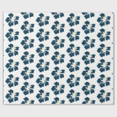Pruisblauw op witte hibiscus cadeaupapier (Vlak)