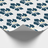 Pruisblauw op witte hibiscus cadeaupapier (Hoek)
