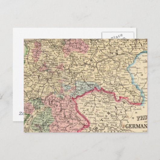 Pruisen, kaart van de Duitse staten door Mitchell (Voorkant / Achterkant)