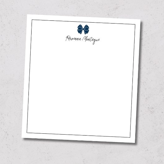 Pruisisch Blau Lint Rand Script Aangepaste Naam Sc Notitieblok