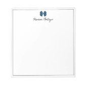 Pruisisch Blau Lint Rand Script Aangepaste Naam Sc Notitieblok (Voorkant)