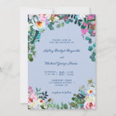 Pruisisch Blauw & Bleekblauw Boho Paradijs Bloemst Kaart (Voorkant)