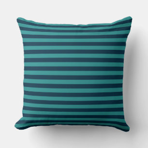 Pruisisch Blauw en Teal Strepen Kussen