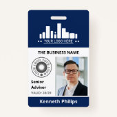 Pruisisch Blauw Foto & 2 Logo's Medewerker ID Badge (Voorkant)