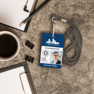 Pruisisch Blauw Foto & 2 Logo's Medewerker ID Badge
