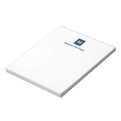 Pruisisch Blauw Moderne Chic Trendy Monogram Naam Notitieblok (Linkerzijde)