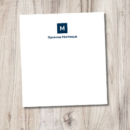 Pruisisch Blauw Moderne Chic Trendy Monogram Naam Notitieblok