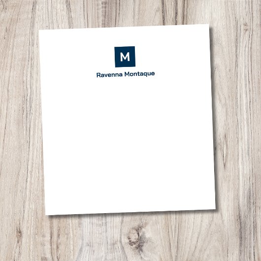 Pruisisch Blauw Moderne Chic Trendy Monogram Naam Notitieblok