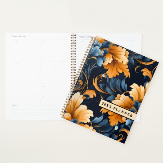 Pruisisch Blauw, Sinaasappel en Mosterd Rococo Vin Planner (Display)