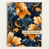 Pruisisch Blauw, Sinaasappel en Mosterd Rococo Vin Planner (Voorkant)