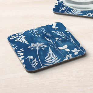 Pruisisch Indigo Blauw Cyanotype Varens Botanische Bier Onderzetter