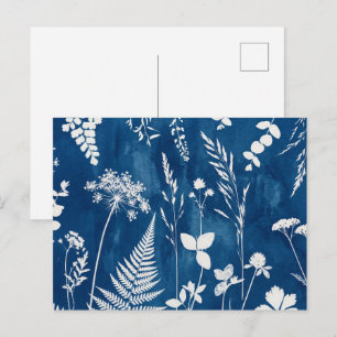 Pruisisch Indigo Blauw Cyanotype Varens Botanische Briefkaart
