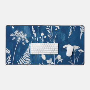 Pruisisch Indigo Blauw Cyanotype Varens Botanische Bureaumat