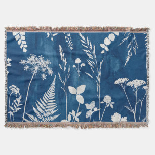 Pruisisch Indigo Blauw Cyanotype Varens Botanische Deken