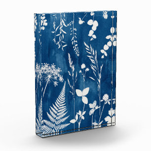 Pruisisch Indigo Blauw Cyanotype Varens Botanische Fotoblokken