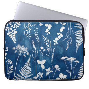 Pruisisch Indigo Blauw Cyanotype Varens Botanische Laptop Sleeve