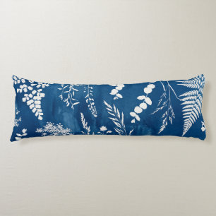 Pruisisch Indigo Blauw Cyanotype Varens Botanische Lichaamskussen