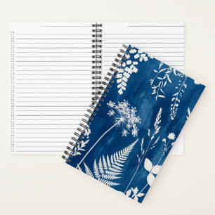 Pruisisch Indigo Blauw Cyanotype Varens Botanische Notitieboek