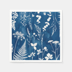 Pruisisch Indigo Blauw Cyanotype Varens Botanische Servet
