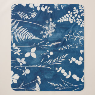 Pruisisch Indigo Blauw Cyanotype Varens Botanische Sherpa Deken