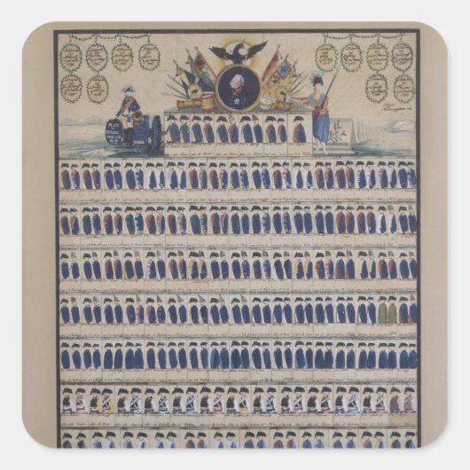 Pruisische uniformen uit de tijd van Frederick Vierkante Sticker (Voorkant)