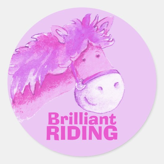 Pruissticker met briljant paard/pony ronde sticker (Voorkant)