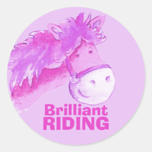 Pruissticker met briljant paard/pony ronde sticker