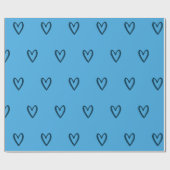 Pruistisch blauw op blauw handgetekend hart cadeaupapier (Vlak)