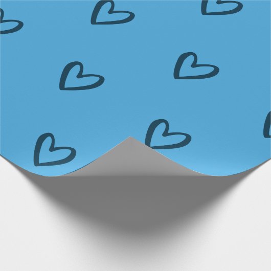 Pruistisch blauw op blauw handgetekend hart cadeaupapier (Hoek)