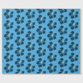 Pruistisch blauw op blauw Hibiscus Cadeaupapier (Vlak)