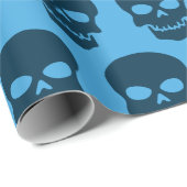 Pruistisch blauw op blauwe schedels cadeaupapier (Rol Hoek)