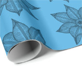 Pruistisch blauw op blauwe schetterende bloemen cadeaupapier (Rol Hoek)