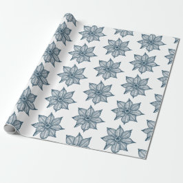 Pruistisch blauw op witte ketchy Flowers Cadeaupapier