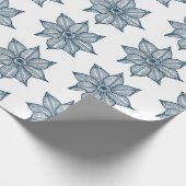 Pruistisch blauw op witte ketchy Flowers Cadeaupapier (Hoek)