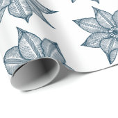 Pruistisch blauw op witte ketchy Flowers Cadeaupapier (Rol Hoek)