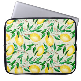 Pruitpatroon zonder naadloze waterverf. citroenen laptop sleeve