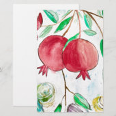 Pruitrode tropische Natuur Waterverf Briefpapier (Voorkant / Achterkant)