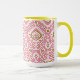 Pruittribale tribale roze en goudkleurige roze pat mok