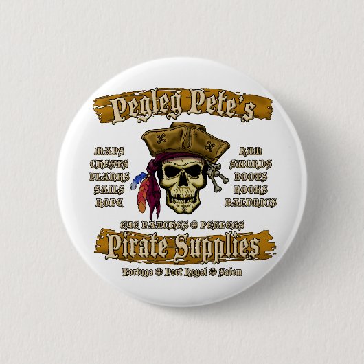 Pruitvoorraden van Pegleg Pete Ronde Button 5,7 Cm (Voorkant)
