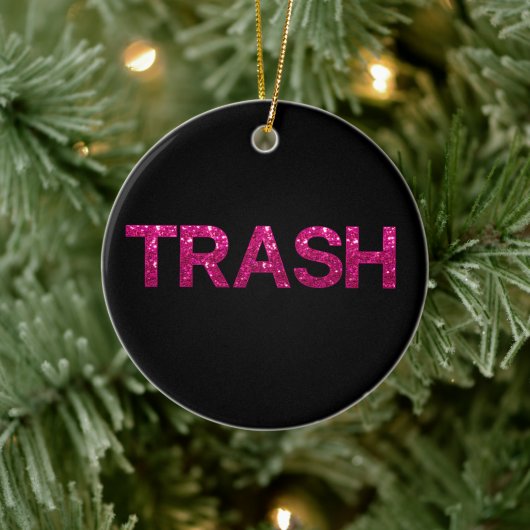 Prullenbak Hot Pink Glitter gepersonaliseerd Keramisch Ornament (Boom)