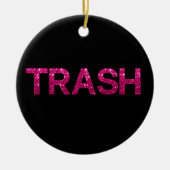 Prullenbak Hot Pink Glitter gepersonaliseerd Keramisch Ornament (Voorkant)