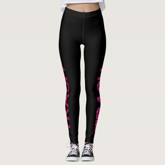Prullenbak Hot Pink Glitter Leggings (Voorkant)