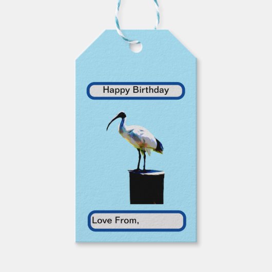prullenbak, (ibis) olieverf, cadeaulabel (Voorkant)
