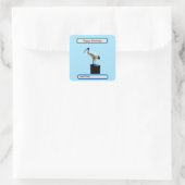 prullenbak, (ibis) olieverf, vierkante sticker (Tas)