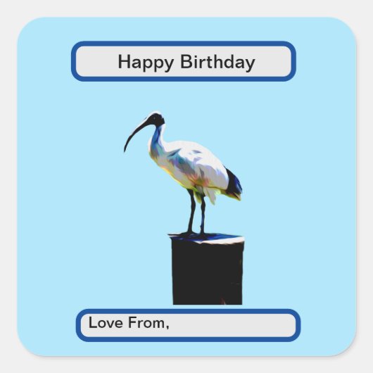 prullenbak, (ibis) olieverf, vierkante sticker (Voorkant)