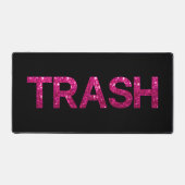 Prullenbak Roze Glitter op Zwart Bureaumat (Voorkant)