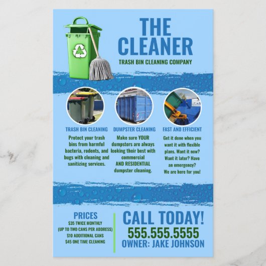 prullenbak schoonmaakservice flyer (Voorkant)