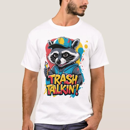 Prullenbak Talkin' Raccoon Street Art T-shirt (Voorkant)